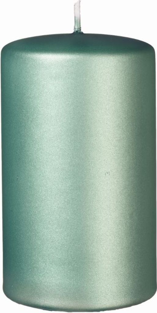 Stumpenkerzen Metallic Candy Green Matt 15 x 8 cm, 6 Stück, Brenndauer 94 Stunden