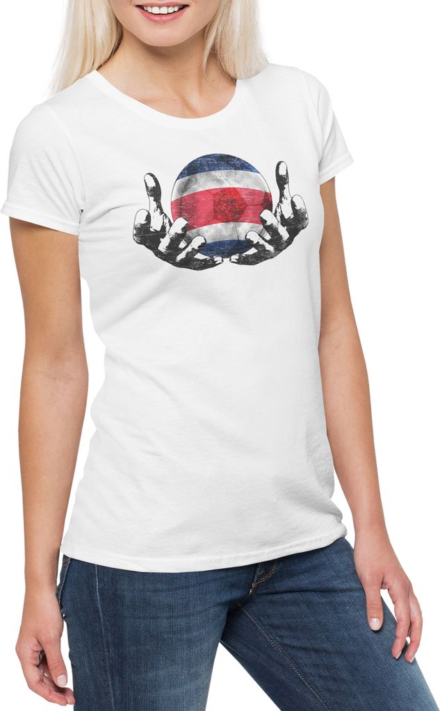 Urban Backwoods Costa Rica Football Magic Ball, Damen T-Shirt, Farbe: Weiß, Größe: M