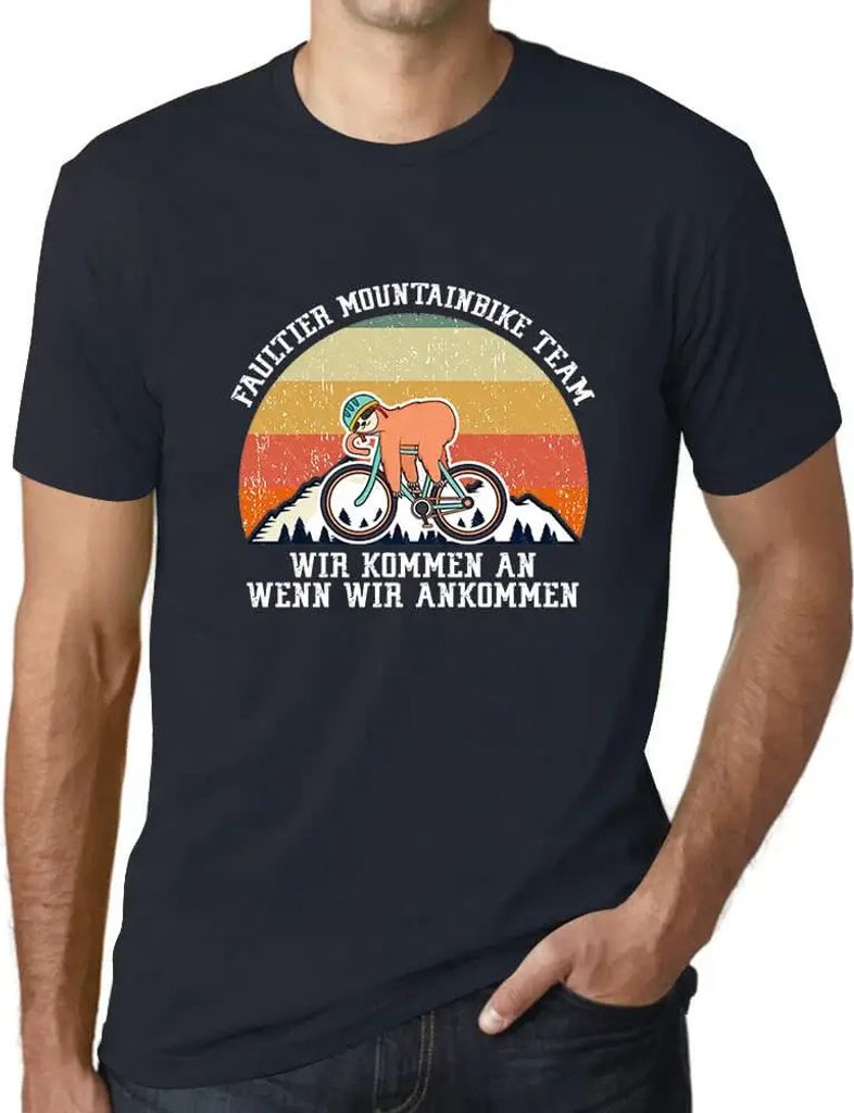 Herren Grafik T-Shirt Faultier Mountain Bike Team Öko-Verantwortlich Vintage Jahrgang Kurzarm Lustige Druck Geburtstag Geschenk Mann