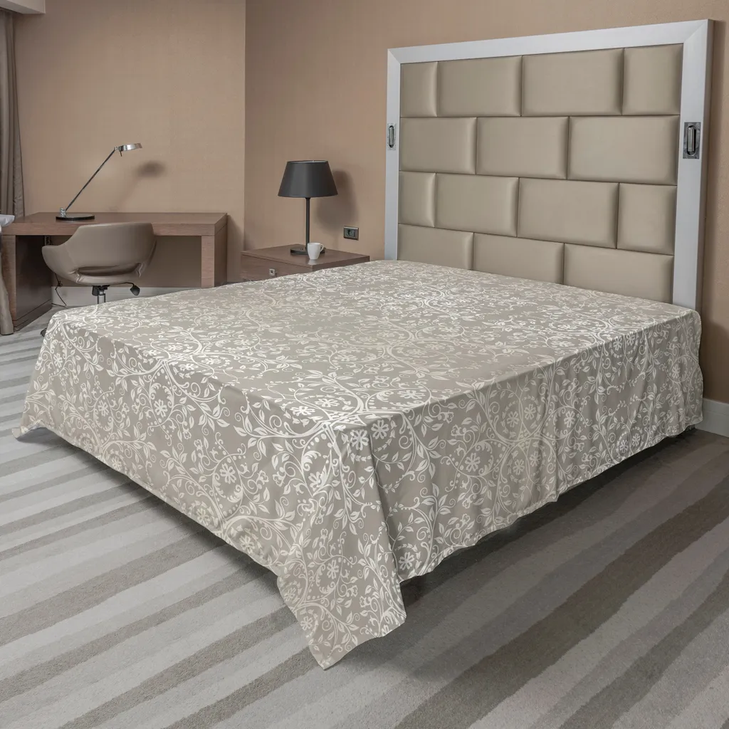 Lenzuolo Sopra ABAKUHAUS Vintage Floreale 266x260 cm Tortora Beige