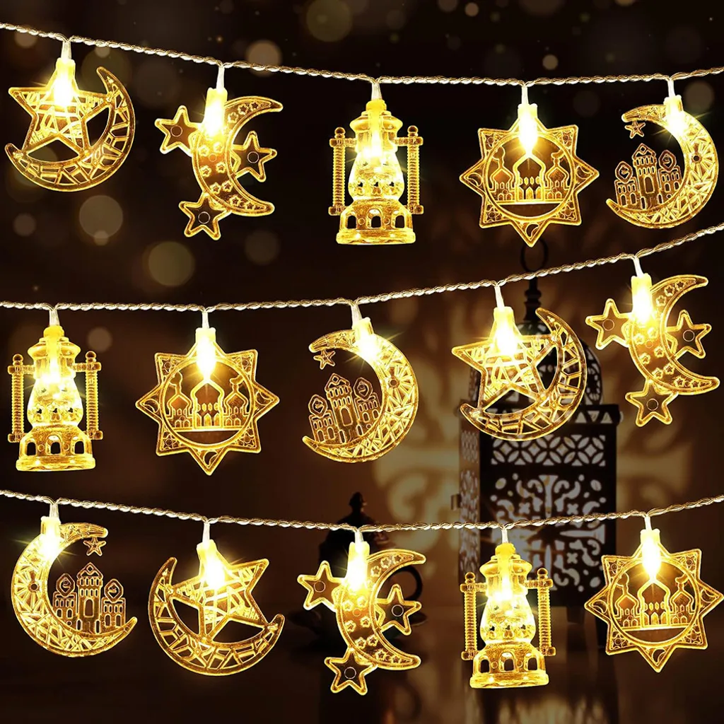Luci Eid Mubarak a Batteria 1.5M | Decorazioni Ramadan Sicure per Bambini
