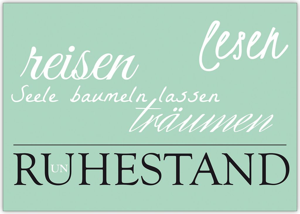 4x Schöne Renten Karte für den (Un) Ruhestand: Reisen, lesen, träumen, Seele baumeln lassen