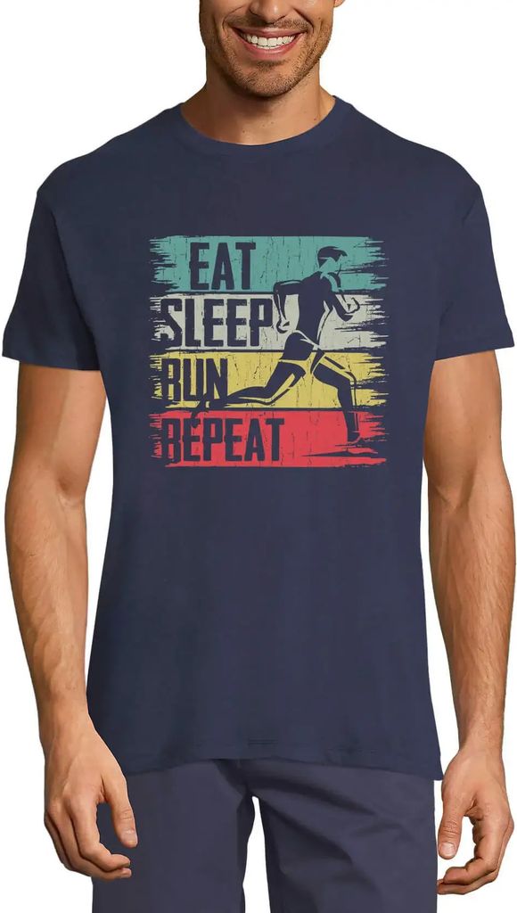 Herren Grafik T-Shirt Essen Schlafen Laufen Wiederholen - Läufer – Eat Sleep Run Repeat - Runner – Öko-Verantwortlich Vintage Jahrgang Kurzar...