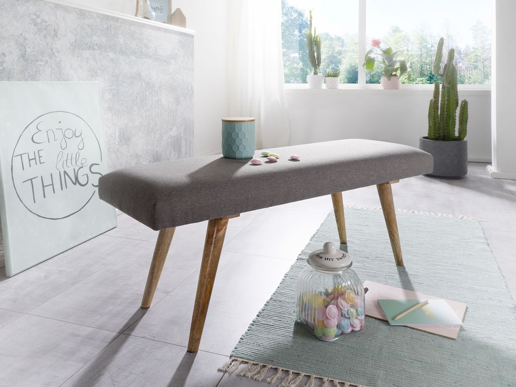 Salim / masívne drevo lavica sivá 117x51x38 cm v retro Obrázok produktu 2