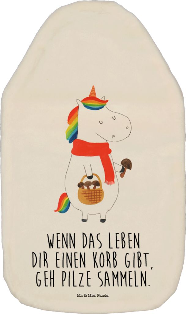 Mr. & Mrs. Panda Wärmflasche Einhorn Pilz - Weiß - Geschenk, naturkautschuk, Pilze, Einhörner, Unicorn, Spruch, mit Bezug, Wärmflaschen, Wärme...