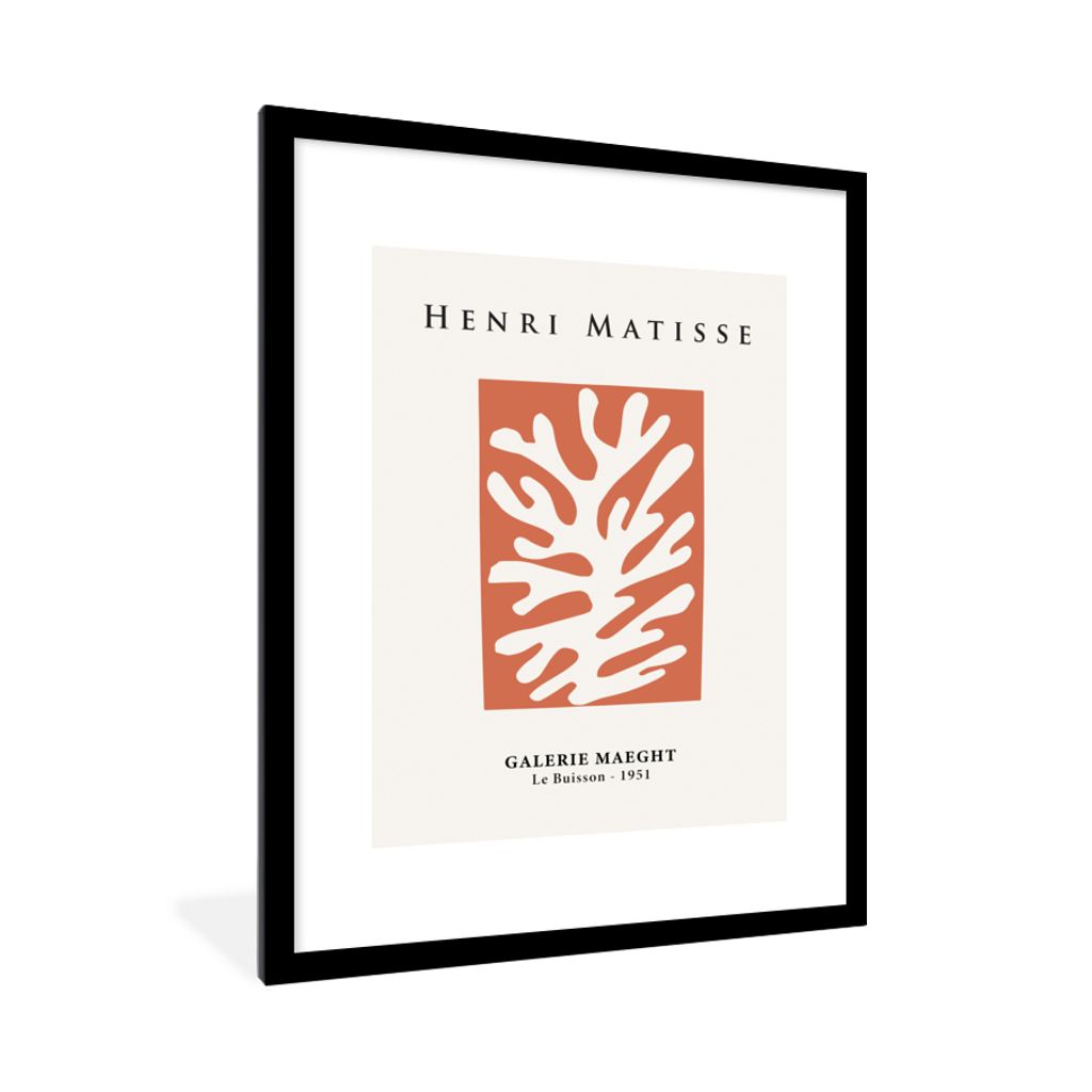 MuchoWow Gerahmtes Poster Abstrakt - Alte Meister - Rot - Henri Matisse 60x80 cm - Poster mit Schwarzem Bilderrahmen Wandposter Rahmen Foto Bilde...