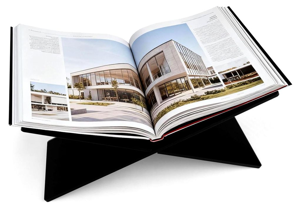 Buchständer aus Acryl, transparenter Buchhalter für Kochbücher, Zeitschriften, Rezepte und Bibeln, Schwarz