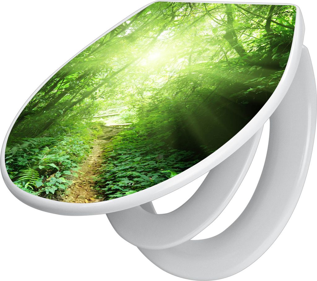 banjado Familien WC Sitz mit Absenkautomatik 37x44,5x5cm -Dschungel Malaysia - Klodeckel/Klobrille mit kindersitz aus hochwertigem Polypropylen - u...