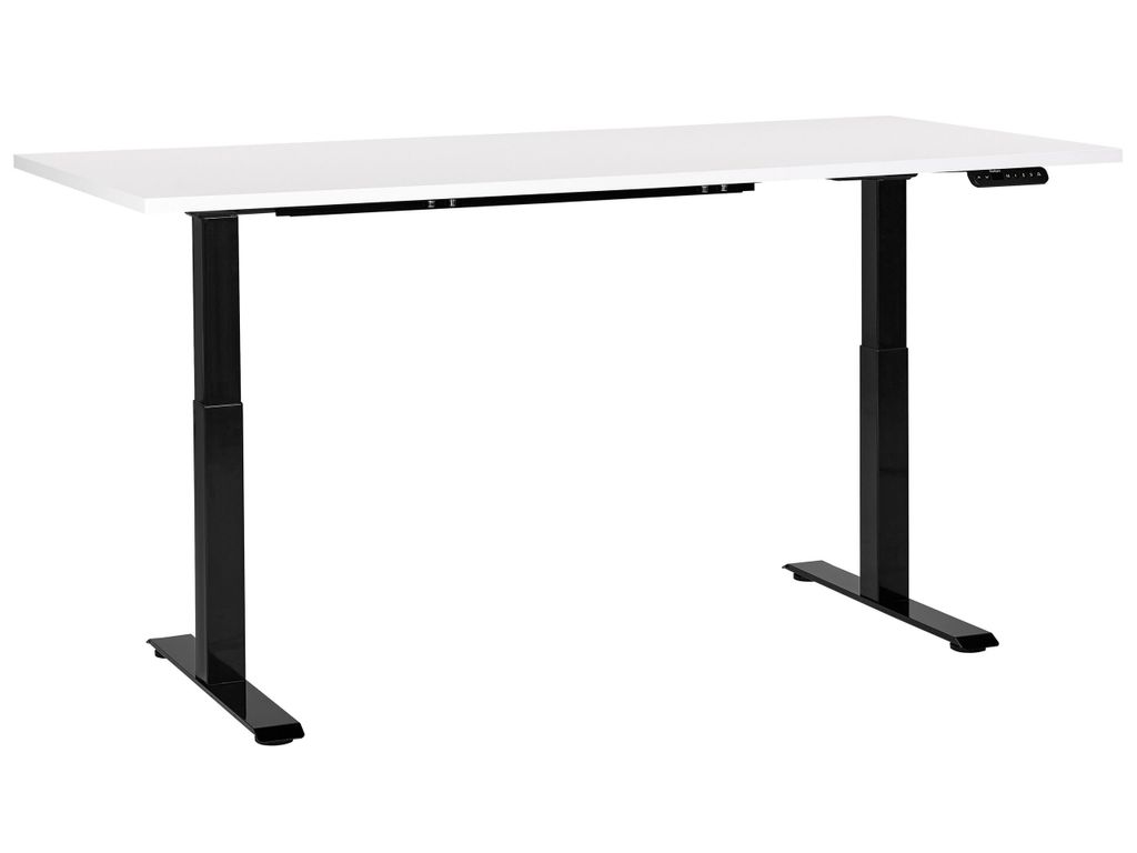 BELIANI Schreibtisch Weiß & Schwarz Melamin 180x80cm Elektrisch Höhenverstellbar Rechteckig mit USB Metallgestell Modern Büro Steh-Sitz-Tisch St...
