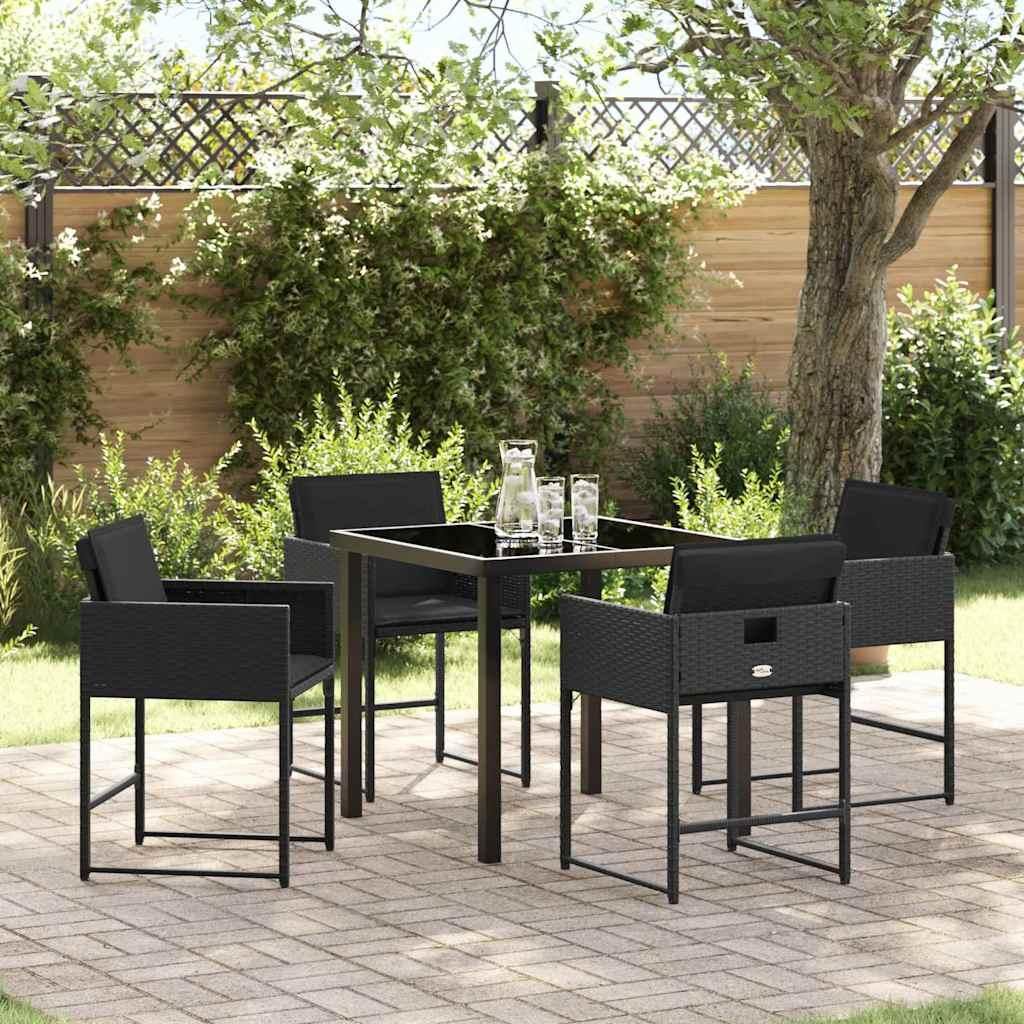 Maison Exclusive - Garten Essgruppe 5 pcs Schwarz Poly-Rattan