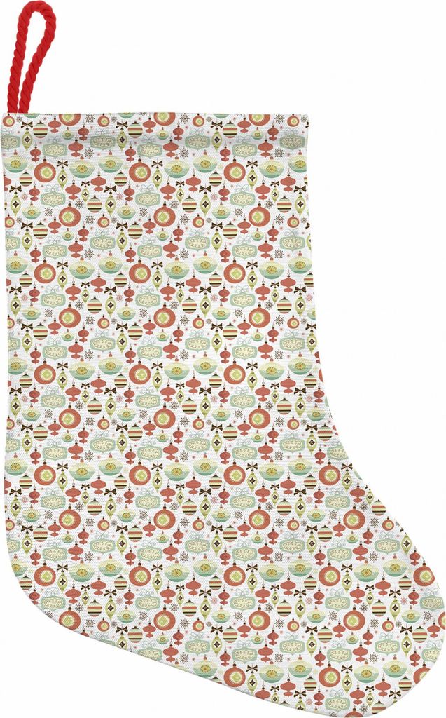 ABAKUHAUS Weihnachten Hängende Nikolausstiefel Weihnachtssocken, Doodle Hanging Balls, Weihnachtsstrumpf zum Aufhängen, 35x50cm, Mehrfarbig