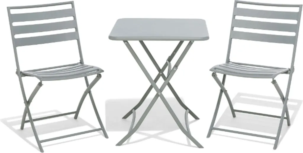 Set da balcone La Rochelle 602952, 1 tavolo quadrato e 2 sedie, acciaio, antracite