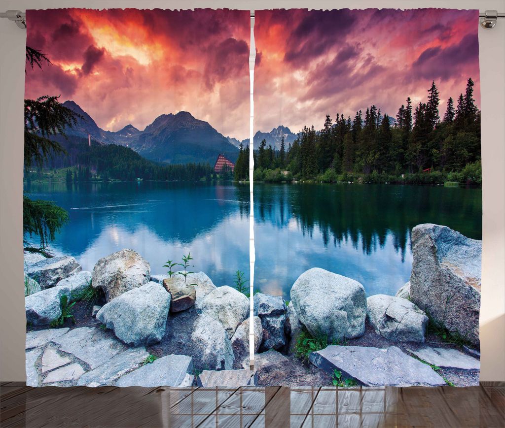 ABAKUHAUS Draussen Rustikaler Gardine, Nationalpark der Slowakei, Schlafzimmer Kräuselband Vorhang mit Schlaufen und Haken, 280 x 175 cm, Mehrfarbig