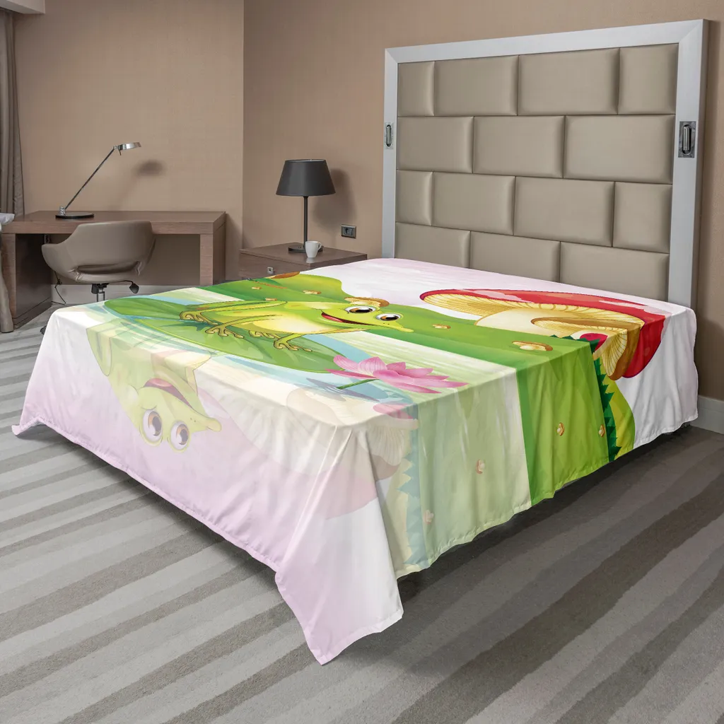 Drap plat décoration nature grenouille, parfait pour chambre enfant