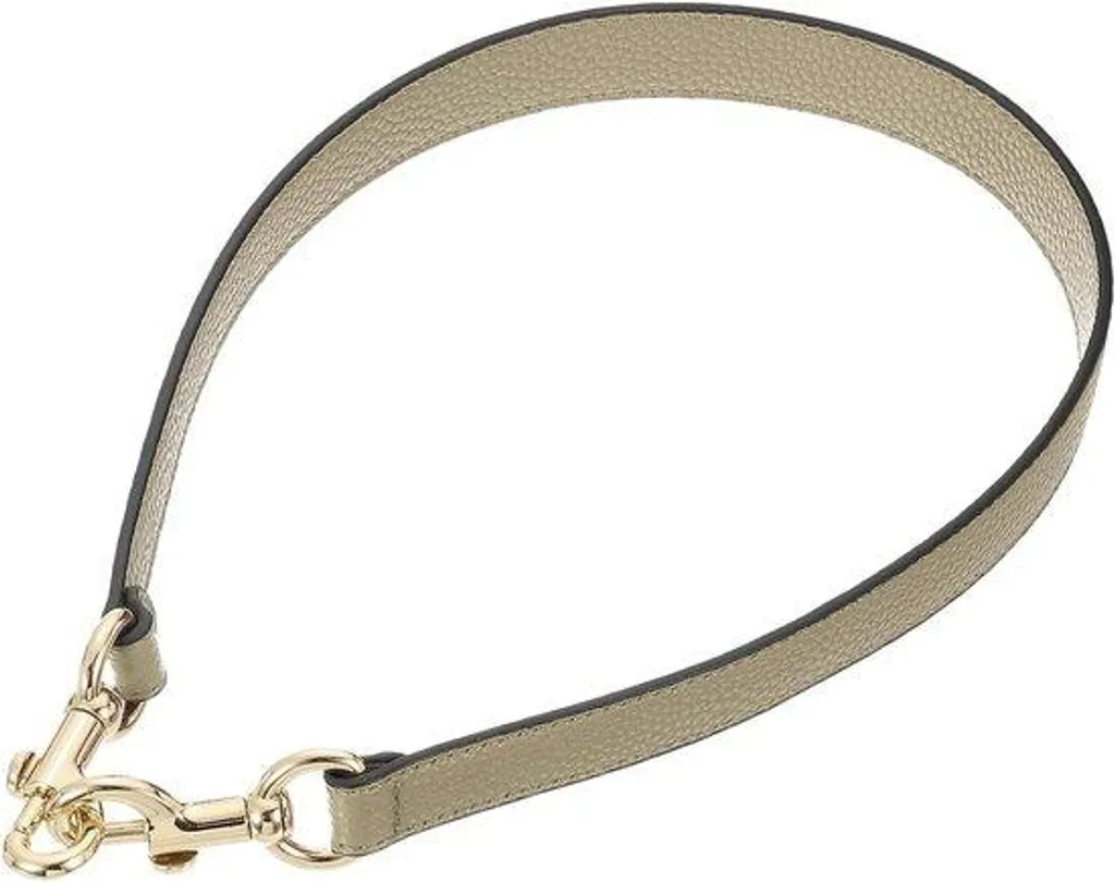 Bandoulière en cuir véritable kaki et finitions dorées luxe 65 cm