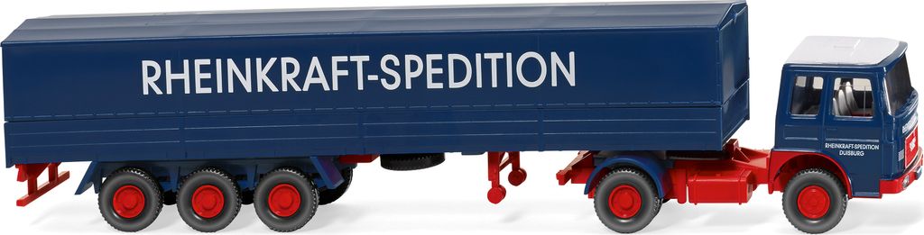 Wiking H0 1/87 051701 LKW MAN Pritschensattelzug mit Plane "Rheinkraft Spedition" - NEU