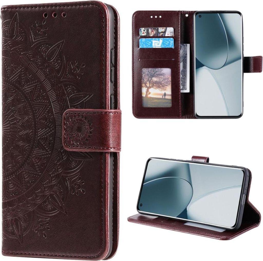Hülle für OnePlus 10 Pro 5G Handyhülle Flip Case Cover Etui Mandala Braun