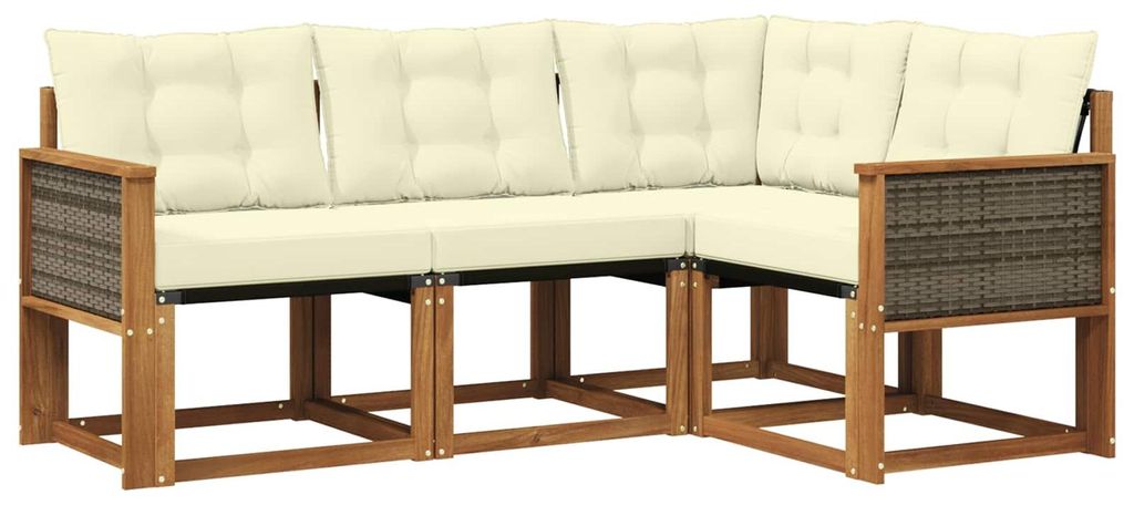 “2026 Modern“ Braun Outdoor-Sofagarnitur mit Kissen 4 pcs Natur und Creme - Designermöbel 96978 - Gartensofas
