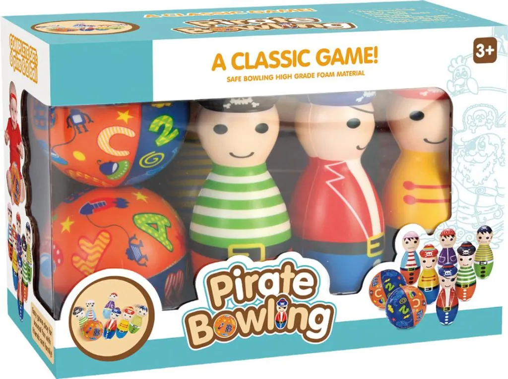 Mini bowling pirate interactif en bois et ABS - Jeu d'arcade nomade