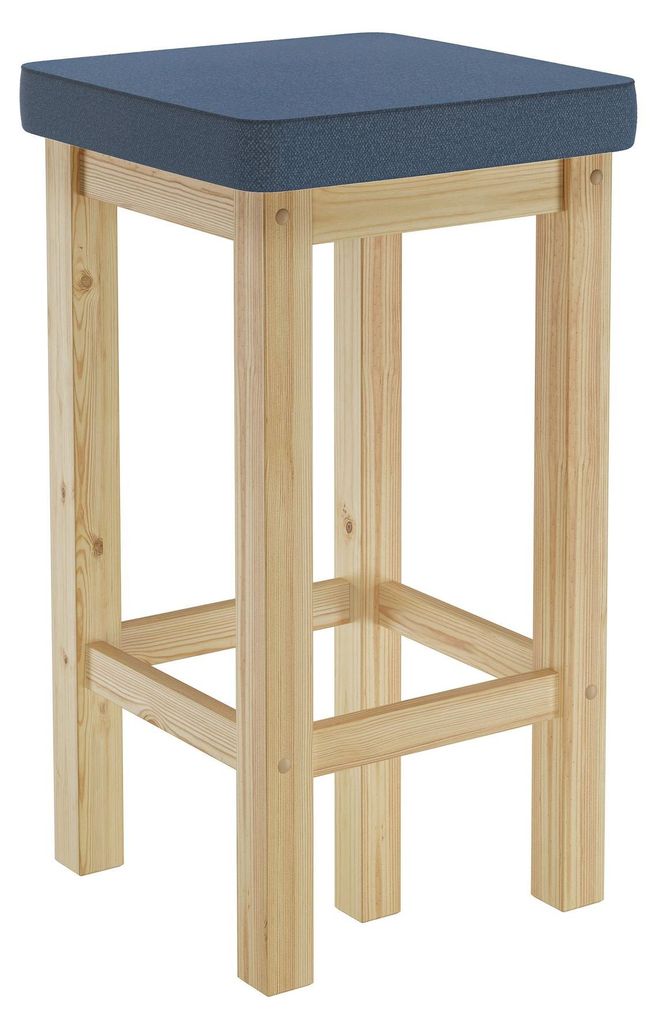 Barhocker Holzhocker 60 cm verschiedene Polsterfarben Kiefer V-90.71-44P