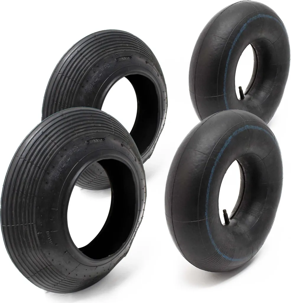 Set Wiltec 4.00-8: 2x Pneumatici e Camere d'Aria per E-Scooter e Carrelli