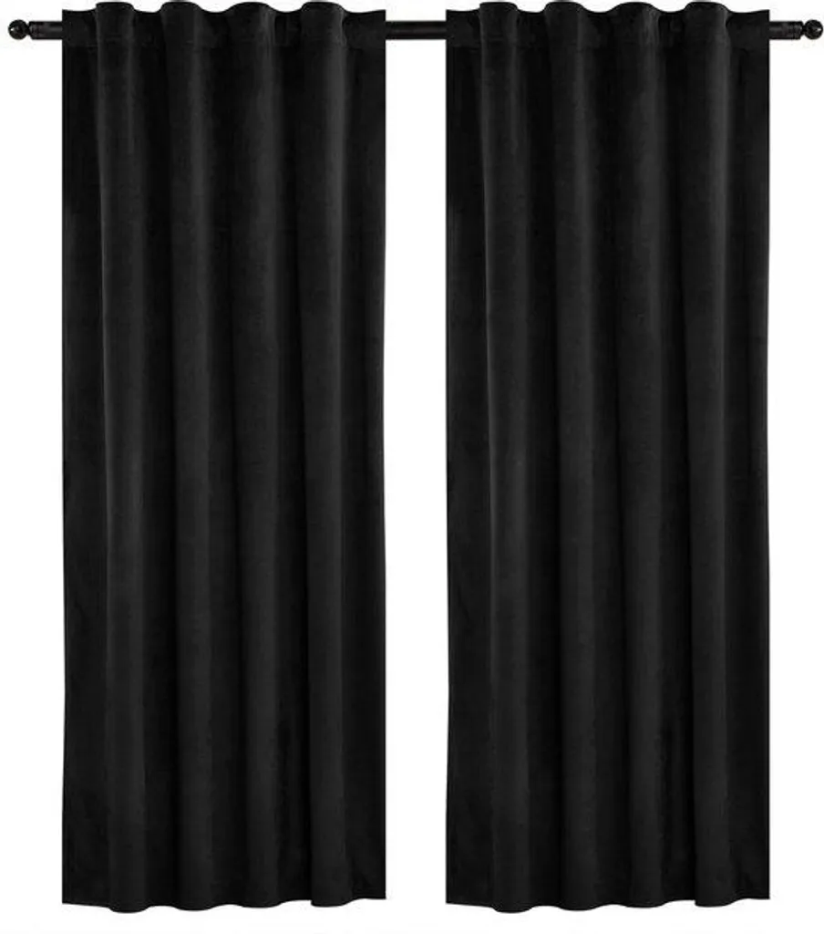 Rideaux occultants en velours noir 140 x 270 cm - Isolation Thermique