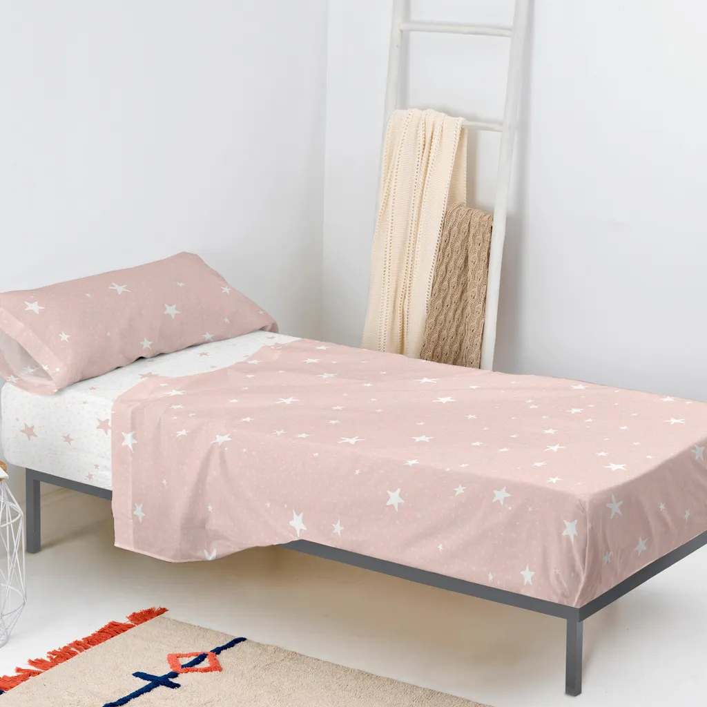 Linge de lit 2 pièces Little Star Rose en coton doux HappyFriday Kids
