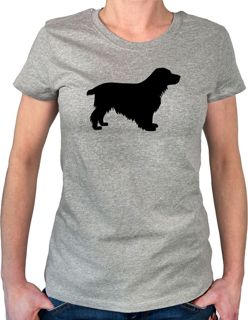 Huuraa Damen T-Shirt English Cocker Spaniel Silhouette S Sport Grey Bio Baumwolle Fairtrade Damenshirt Geschenkidee