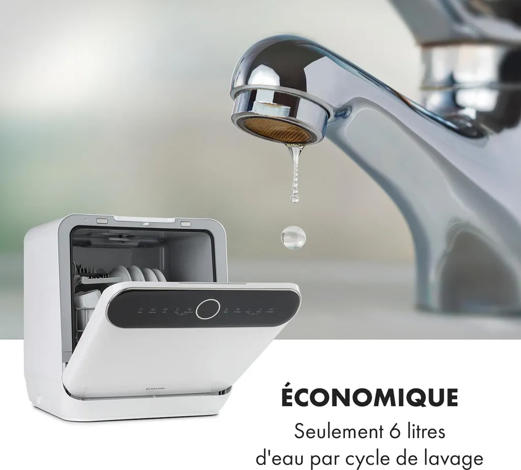 Lave-vaisselle de Table Compact avec 6 Programmes de Lavage Automatique - 8