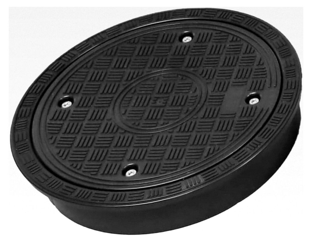 Schachtdeckel mit Rahmen DN315/Ø 315mm Schwarz - Polypropylen (PP) - Kindersicherung mit Edelstahlschrauben