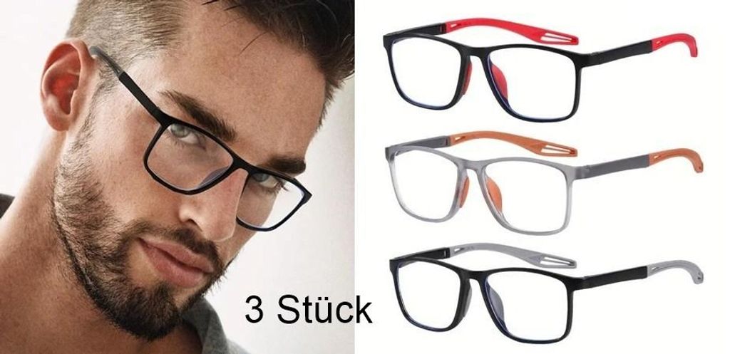 GKA 3 Stück leichte hochwertige Lesebrillen 2,5 Brille Lesebrille mit Vollrahmen flexible Bügel in 3 Farben