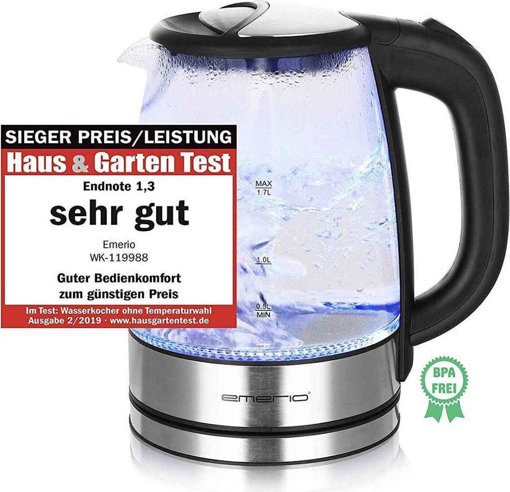 Emerio WK-119988 Glas-Wasserkocher 1,7 Liter Produktbild 1
