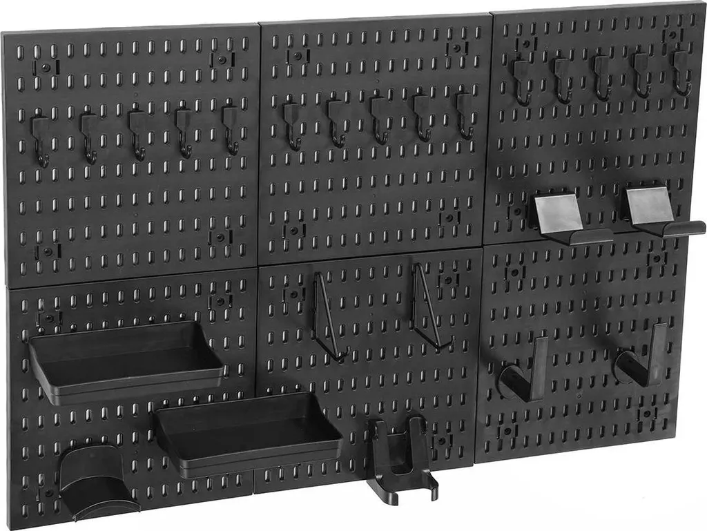 Libérez de l'Espace avec ce Panneau Perforé Pegboard Mural Noir