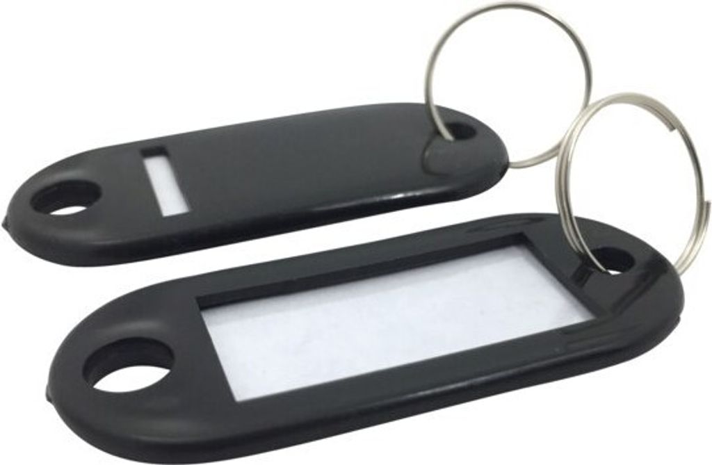100x Schlüsselanhänger mit Schlüsselring und Einleger SCHWARZ
