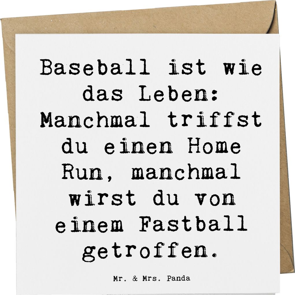 Mr. & Mrs. Panda Grußkarte Spruch Baseball Leben - Weiß - Geschenk, faltkarte, Sportarten, Teamgeist, Sportart, Glückwunschkarte, Präzision, Sp...