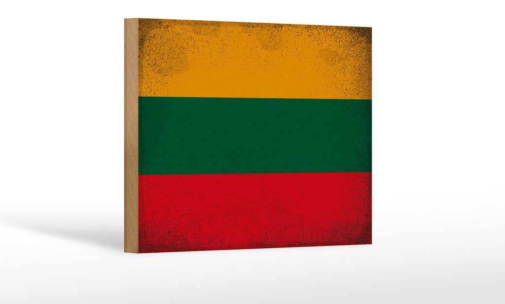 Holzschild Flagge Litauen 18x12 cm Flag Lithuania Vintage Dekoration