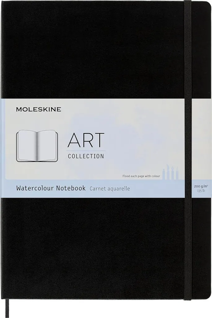 Moleskine 8058647626758 Taccuino per acquerello MOLESKINE, 200g/mq, copertina rigida, nero