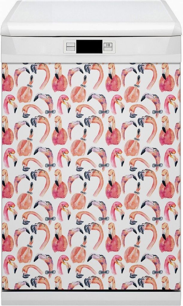 Magnete Dekorative Magnet Folie für Geschirrspüler 45x80 cm Küche - Verrückte Flamingos