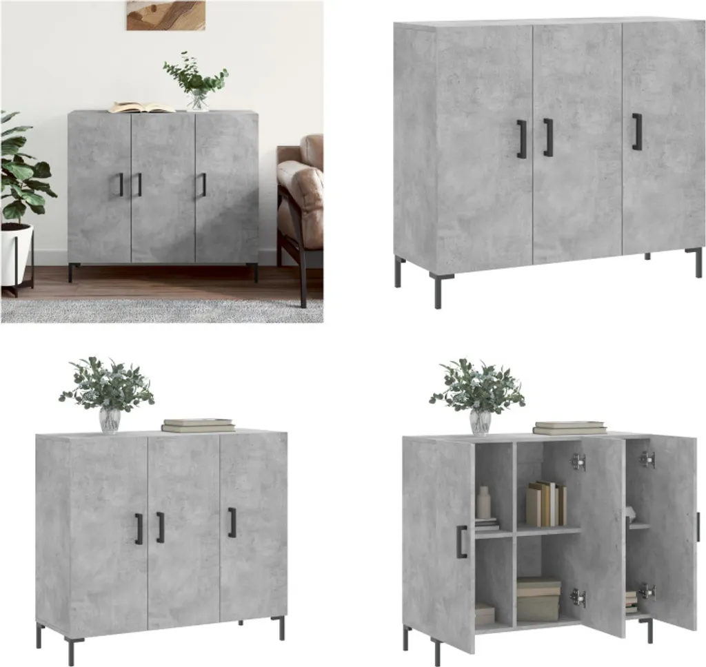 Sideboard vidaXL Grigio Cemento 90x34x80 cm | Loft Style & Urban Design