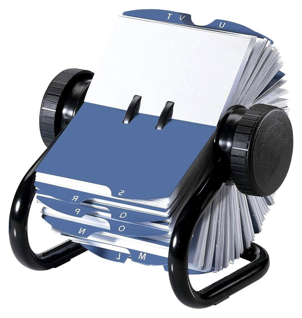 Visitenkartenregister schwarz mit Metallfuß, inkl. transparenter Hüllen und 24 A-Z-Führungen