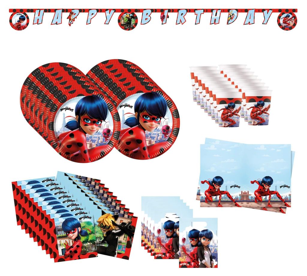 60-tlg. Miraculous Ladybug Party Set für Kindergeburtstag Produktbild 