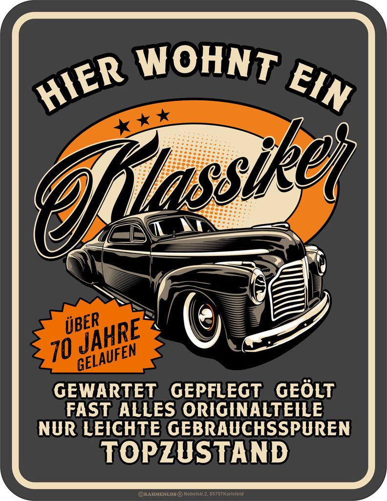 70 Jahre - Klassiker - hochwertig bedrucktes Blechschild - Produktbild 