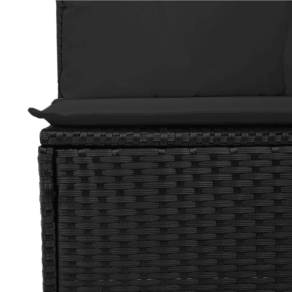 vidaXL Gartensofa mit Kissen 3-Sitzer Schwarz Poly Rattan Produktbild 2