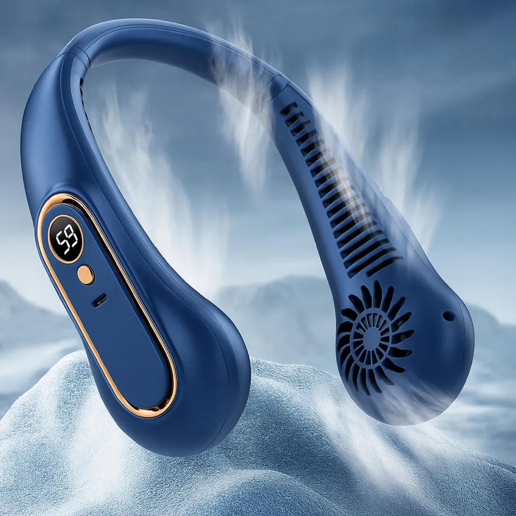 Climatiseur de cou rechargeable USB à 5 vitesses avec écran LED - 2