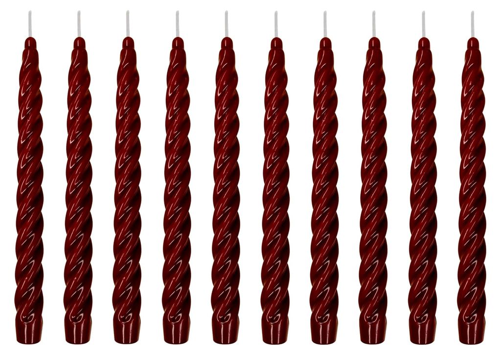 Renaissancekerzen Spitzkerzen gedreht Burgund, 10 Stück, Größe ca. 22 x 250 mm, einzeln verpackt in Folie