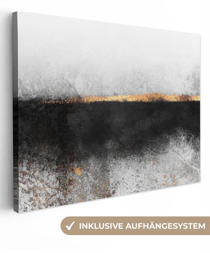 MuchoWow - Leinwandbilder - Gold - Abstrakt - Luxus, Wandbild, Wanddeko Bilder Wohnzimmer, 40x30 cm