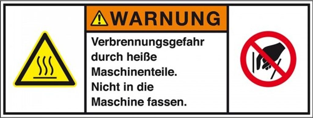 Dreifke Aufkleber I Produktsicherheitsschild Warnung Verbrennungsgefahr, RoH...