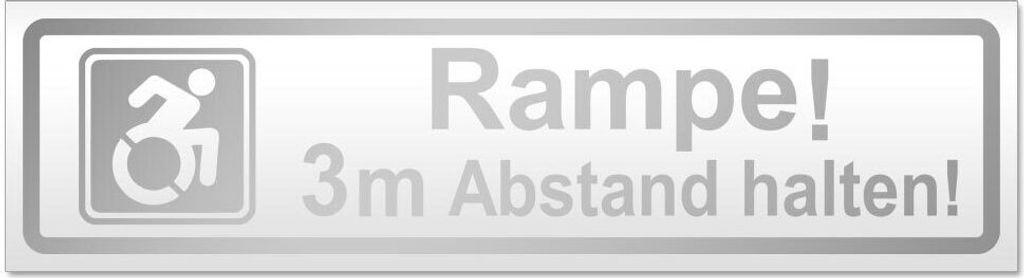 Kiwistar Rampe! Motiv 3m Abstand halten! Magnetschild Schild magnetisch - 20cm Silber - Magnetfolie für Auto PKW Kfz