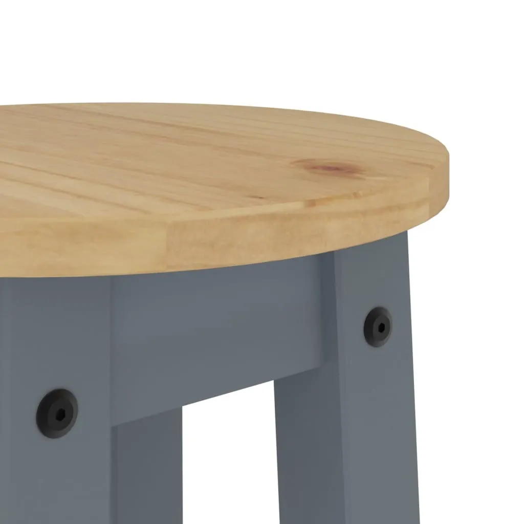 Tabourets de bar en pin massif gris robustes et durables - Lot de 2 pcs - 7