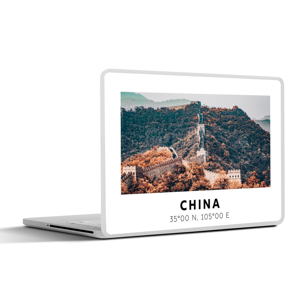 MuchoWow Laptop Aufkleber Sticker Cover Chinesische Mauer - Herbst - Asien 40x30 cm - Laptop Dekoration - Selbstklebend